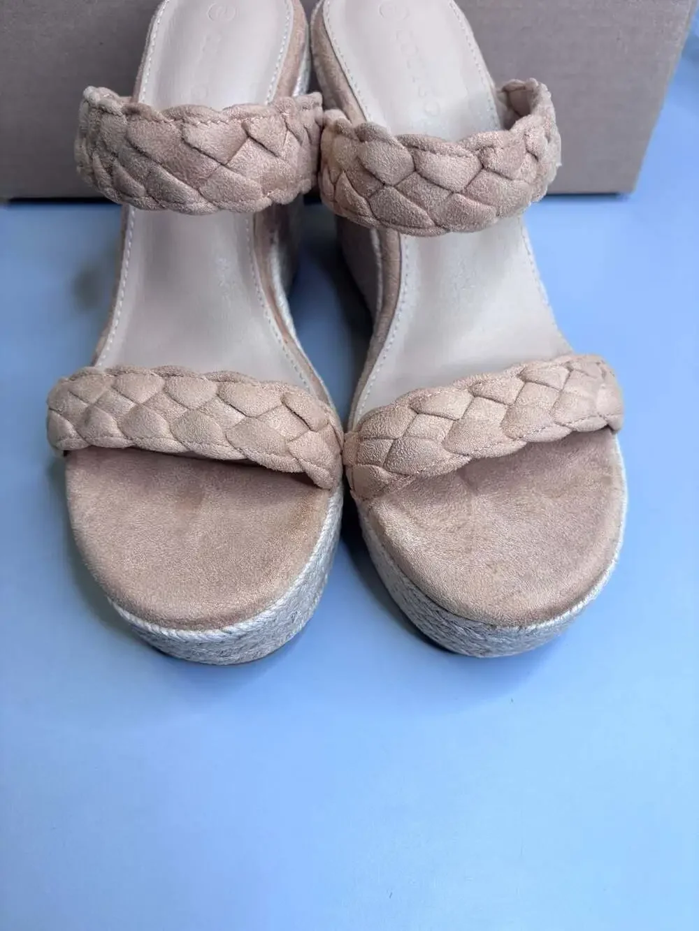 Coutgo Women's Braided Two-Strap Platform Espadrille Wedge Sandals size 8
